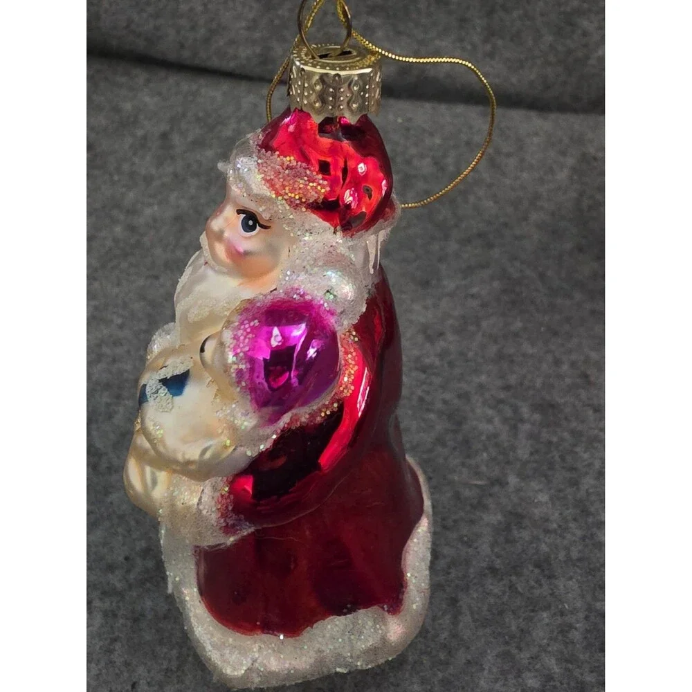 2- Vintage Blown Glass Santa Christmas Ornaments. MMA (1) READ